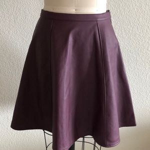 Lauren Conrad Purple faux leather flare skirt